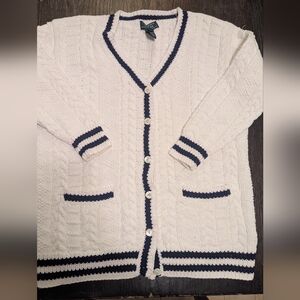 Ralph Lauren Cotton Cable-Knit Varsity Cardigan
